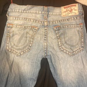 True religion blue denim washed ripped jeans